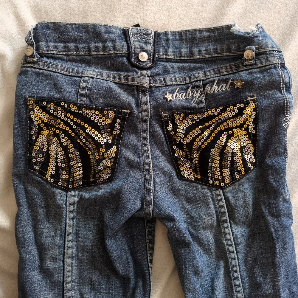 Baby Phat Blue Jeans with Gold Sequin Pockets